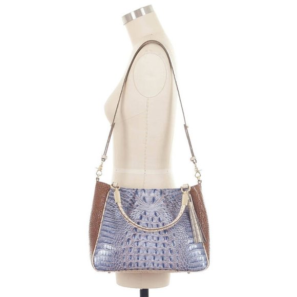 Brahmin Medium Rudy Tote Denim Washed Indigo Ipanema Leather Bag - Picture 6 of 11